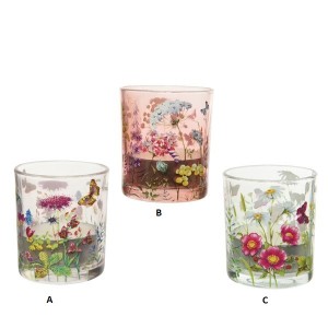 TEALIGHT HOLDER WITH FLOWER DECO